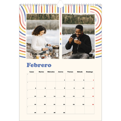 Calendarios A3 — Líneas retro [Febrero]