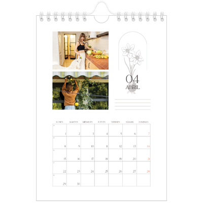 Calendario personalizado A5 — Botánica sencilla [Abril]