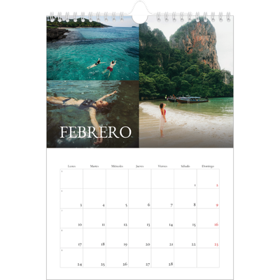 Calendario personalizado A4 — Serif sencillo [Febrero]