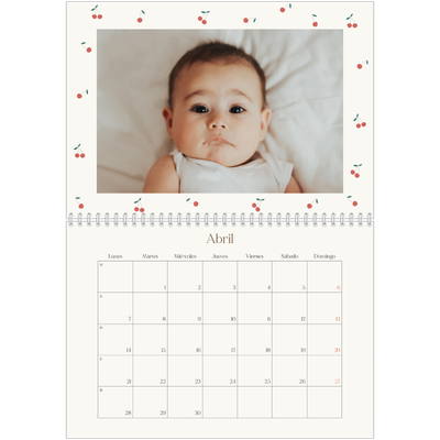 Calendario personalizado doble A4 — Pequeñas cerezas [Abril]