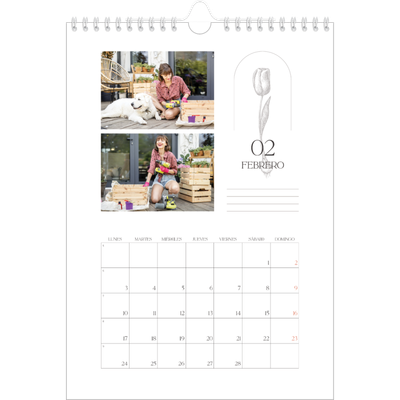 Calendario personalizado A4 — Botánica sencilla [Febrero]