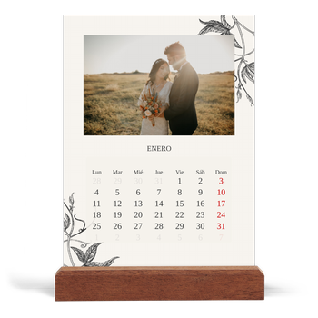 Calendario de mesa con base de madera - vertical — Tinta y hiedra