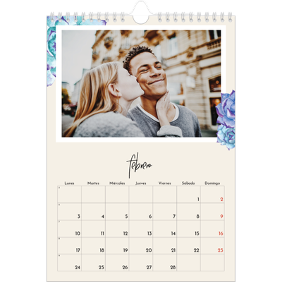 Calendario personalizado A4 — Flores pintadas [Febrero]