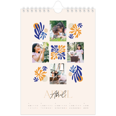 Calendario personalizado A5 — Coral minimalista [portada]