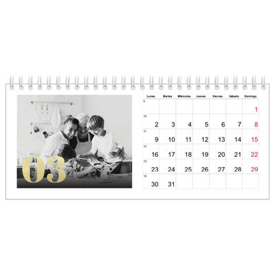 Calendarios de mesa — Números grandes de purpurina [Marzo]