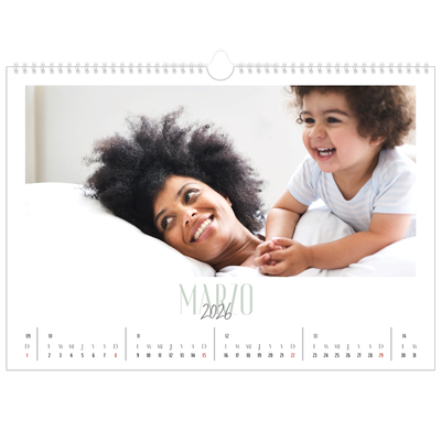 Calendario A3 horizontal — Tipografía mixta [Marzo]