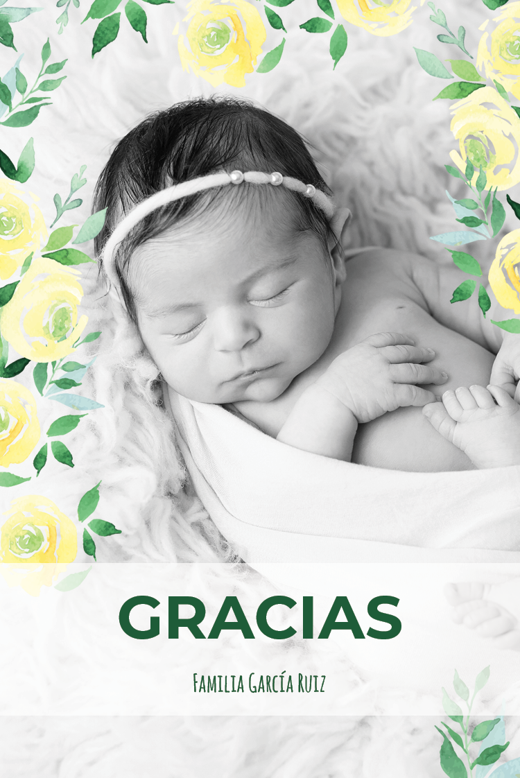 Tarjetas de agradecimiento — Flores amarillas de acuarela