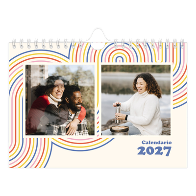 Calendario personalizado A5 — Líneas retro [portada]