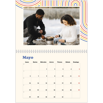 Calendario personalizado doble A4 — Líneas retro [portada]