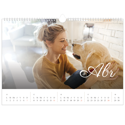 Calendario A3 horizontal — Mes escrito a mano [Abril]