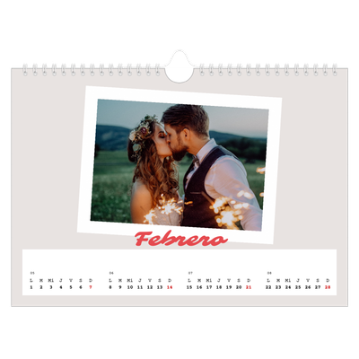 Calendario A4 horizontal — Firmado en carmín [Febrero]