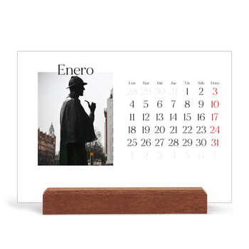 Calendario de mesa con base de madera - apaisado — Mi diario de viaje