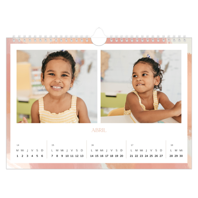 Calendario A4 horizontal — Efecto pincel [Abril]