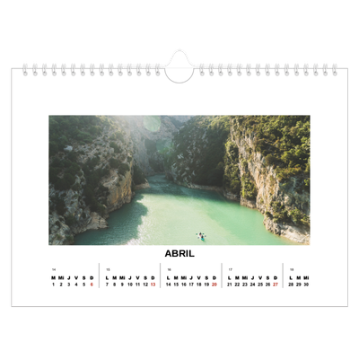 Calendario A4 horizontal — Foto simple [Abril]