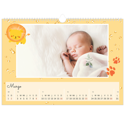 Calendario A3 horizontal — Animalitos [Marzo]