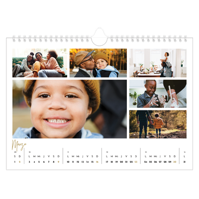 Calendario A4 horizontal — Texto en garabatos [Marzo]