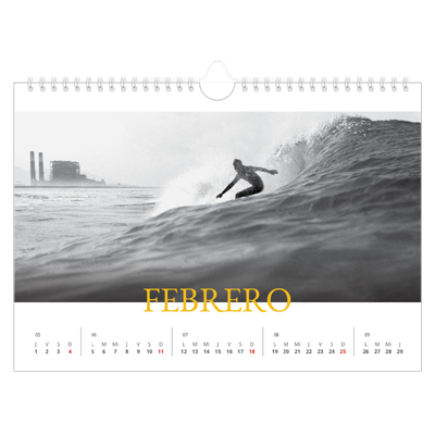 Calendario A4 horizontal — Estilo Heritage [Febrero]