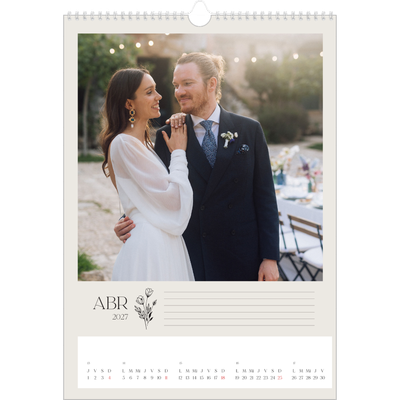 Calendarios A3 — Iniciales en flor [Abril]