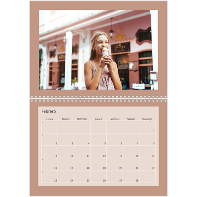 Calendario personalizado doble A4 — Colores de la tierra [Febrero]