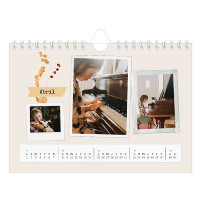 Calendario personalizado A5 — Scrapbook vintage [Abril]