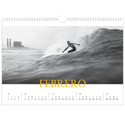 Calendario A3 horizontal — Estilo Heritage [Febrero]