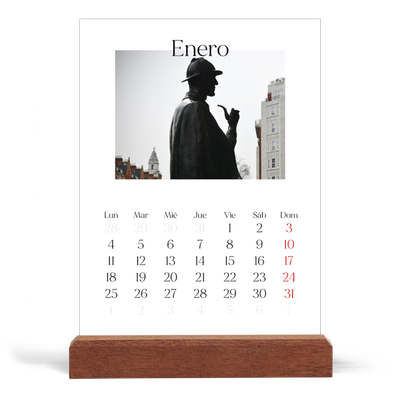 Calendario de mesa con base de madera - vertical  — Mi diario de viaje [Enero]