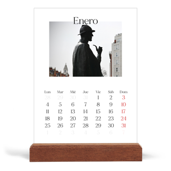 Calendario de mesa con base de madera - vertical — Mi diario de viaje