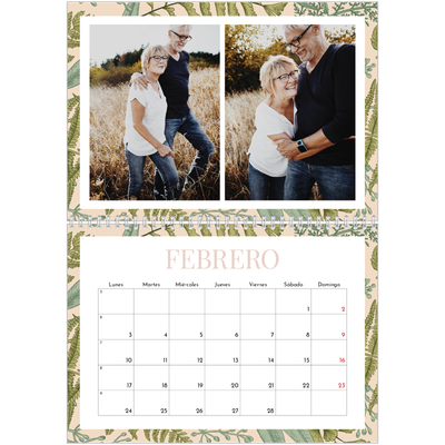 Calendario personalizado doble A4 — Tapiz floral [Febrero]