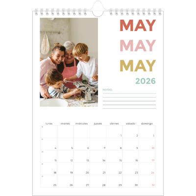 Calendario personalizado A4 — Tipografía colorida [portada]