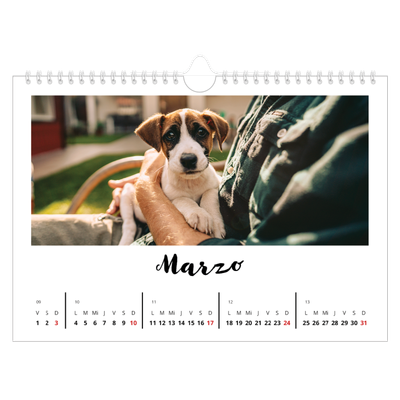 Calendario A4 horizontal — Escrito a mano [Marzo]