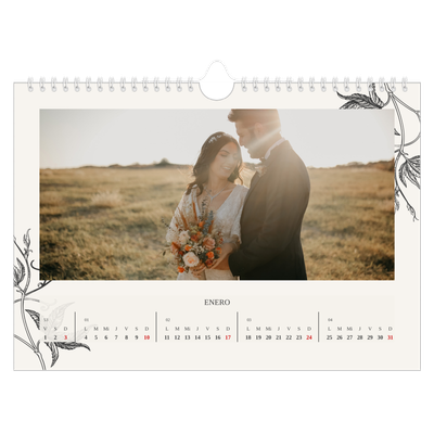 Calendario A4 horizontal — Tinta y hiedra [Enero]