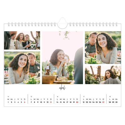 Calendario A4 horizontal — Disposición de fotos [Abril]