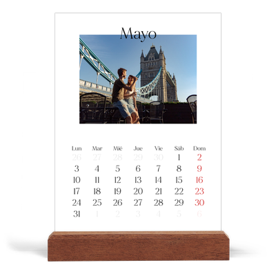 Calendario de mesa con base de madera - vertical  — Mi diario de viaje [portada]