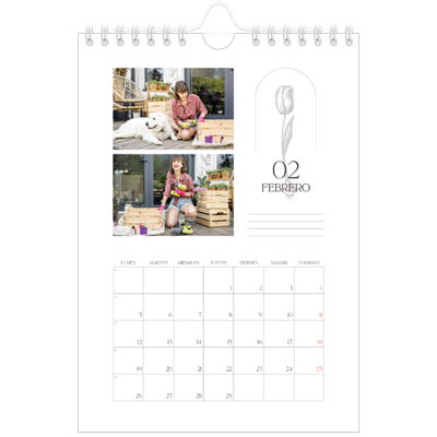 Calendario personalizado A5 — Botánica sencilla [Febrero]