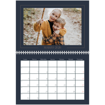 Calendario personalizado doble A4 — Azul de Prusia [Marzo]