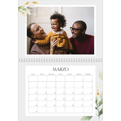 Calendario personalizado doble A4 — Salpicado floral [Marzo]