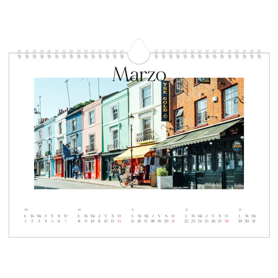 Calendario A4 horizontal — Mi diario de viaje [Marzo]
