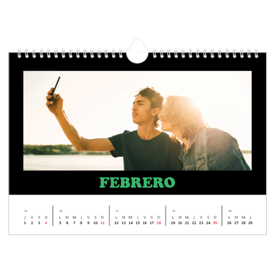 Calendario A4 horizontal — Tipo divertido [Febrero]