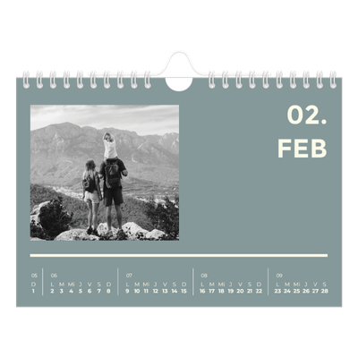 Calendario personalizado A5 — Contemporáneo atrevido [Febrero]