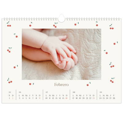 Calendario A3 horizontal — Pequeñas cerezas [Febrero]