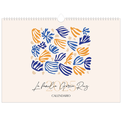 Calendario A3 horizontal — Coral minimalista [portada]