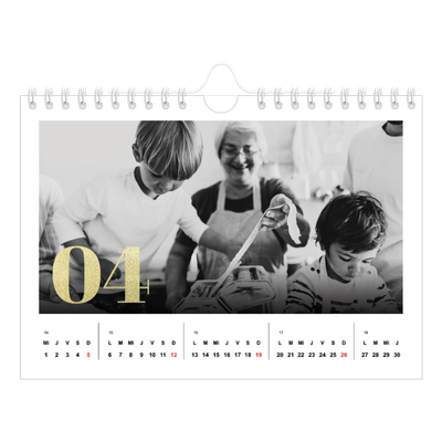 Calendario personalizado A5 — Números grandes de purpurina [Abril]