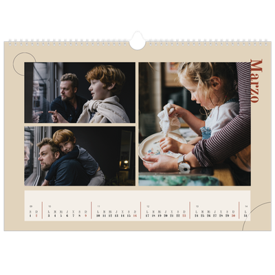 Calendario A3 horizontal — Texto asimétrico [Marzo]