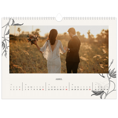 Calendario A3 horizontal — Tinta y hiedra [Abril]