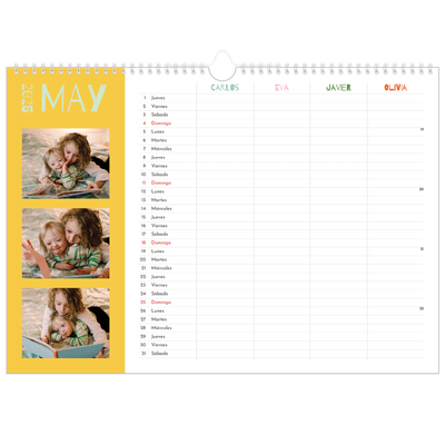 Planificador A3 horizontal — Planificador familiar Colores divertidos - Familia de 4 [portada]