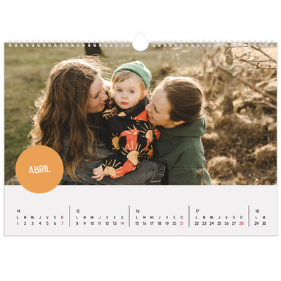 Calendario A3 horizontal — Pegatina de foto [Abril]