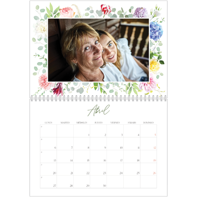 Calendario personalizado doble A4 — Flores tradicionales [Abril]
