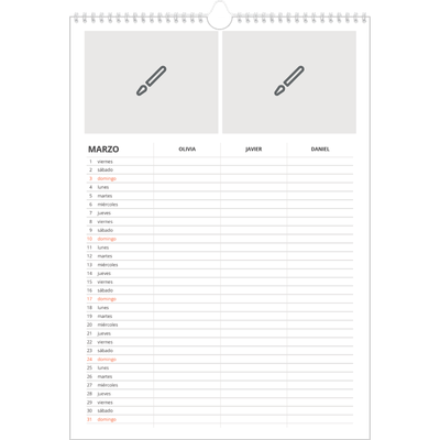 Planificador familiar A3 — Diseña tu producto - Familia de 3 [Marzo]