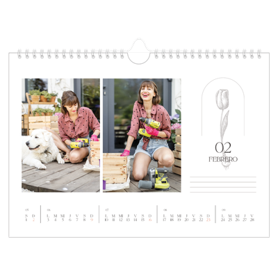 Calendario A4 horizontal — Botánica sencilla [Febrero]