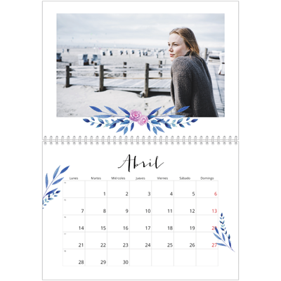 Calendario personalizado doble A4 — Ilustraciones de flores [Abril]
